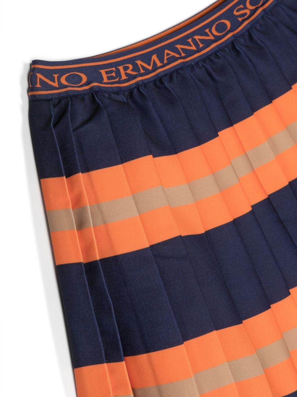 Gonna a righe multicolor bambina con logo