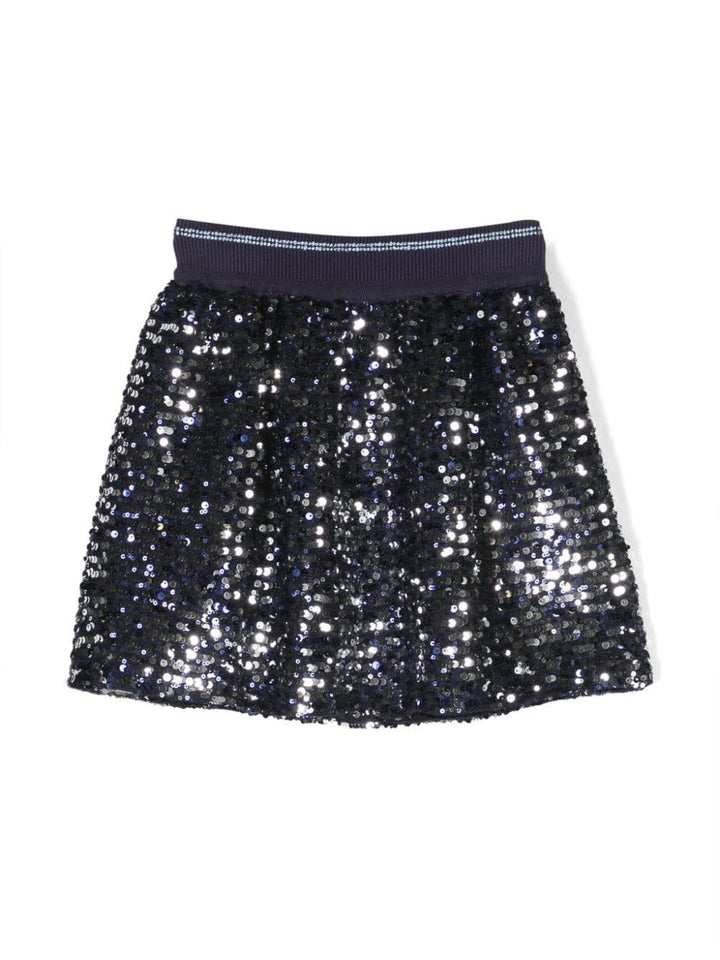 Gonna blu bambina,con dettaglio paillettes e vita elasticizzata