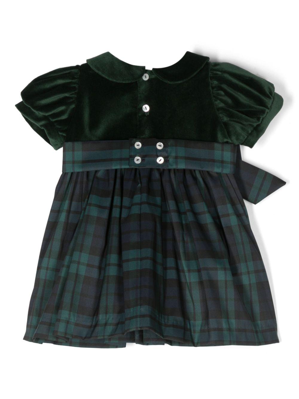 Abito a quadri verde neonata