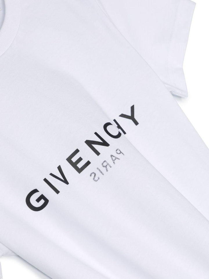 T-shirt bianca bambino con logo stampato nero H25446 10P Givenchy Kids 