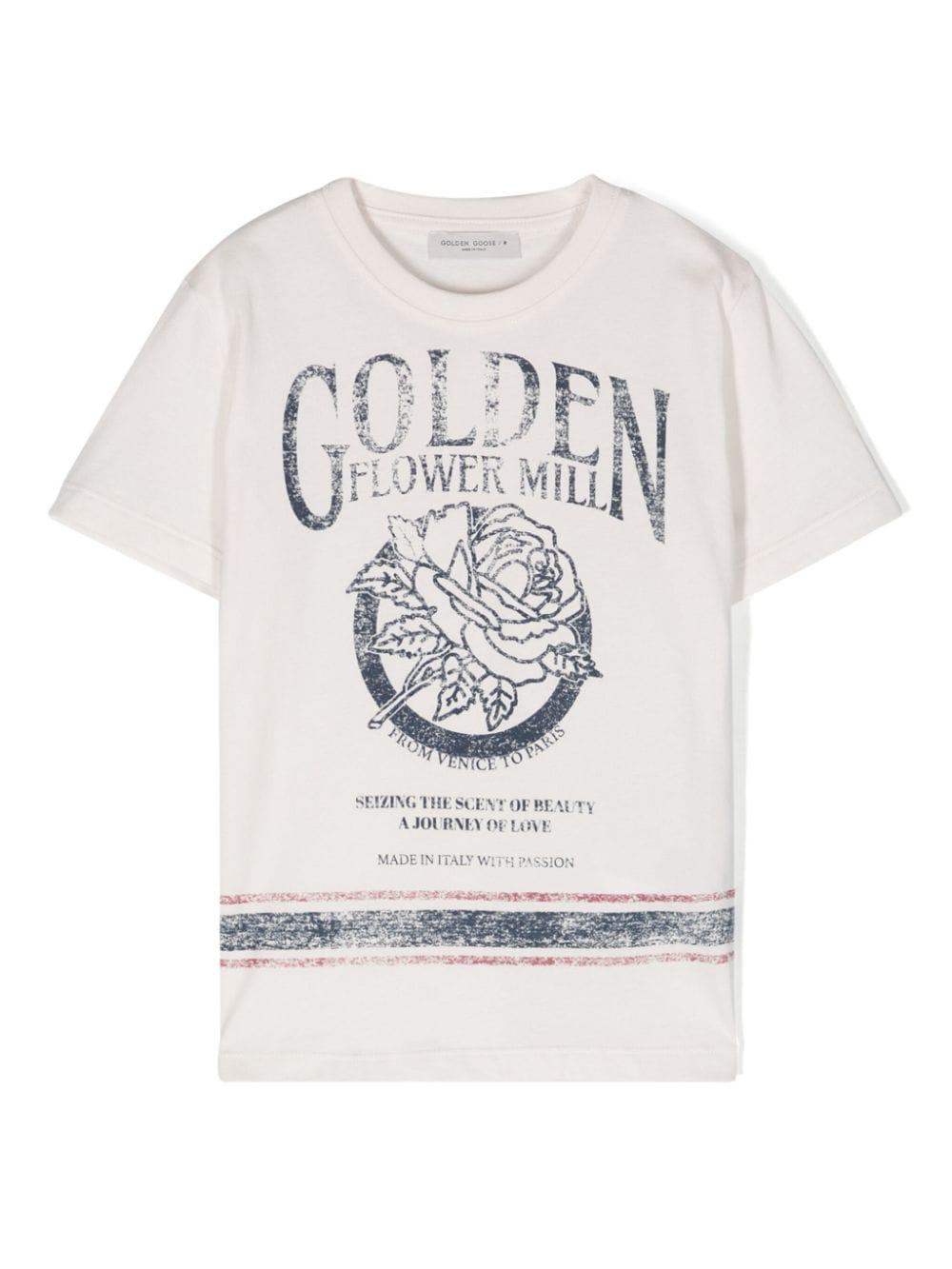 T-shirt bianca bambino GKP01403P001497 11616 GOLDEN GOOSE 