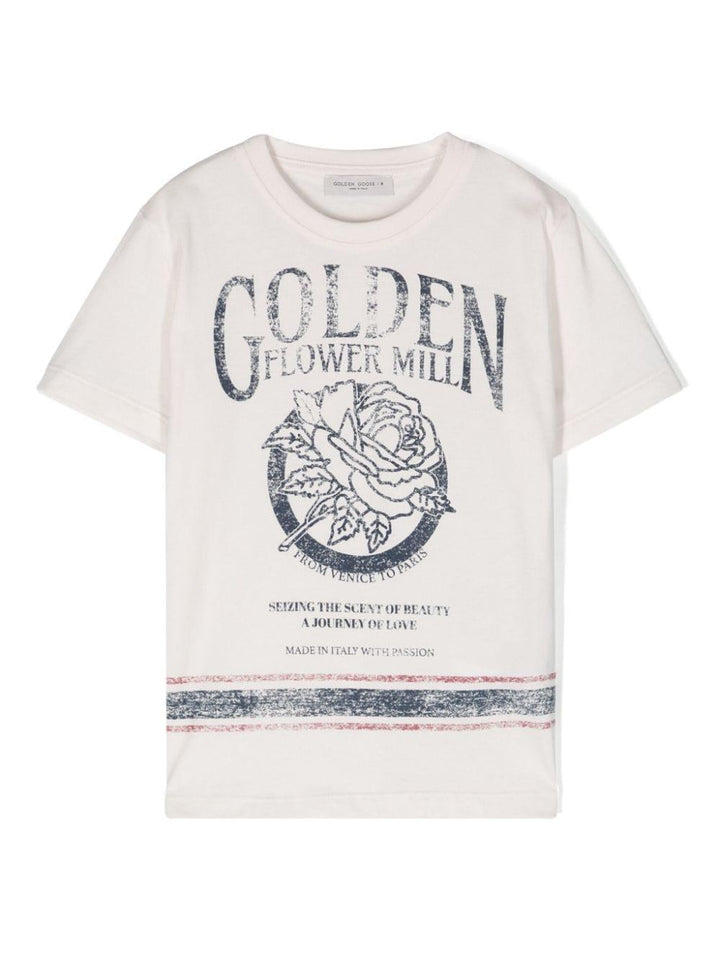 T-shirt bianca bambino GKP01403P001497 11616 GOLDEN GOOSE 