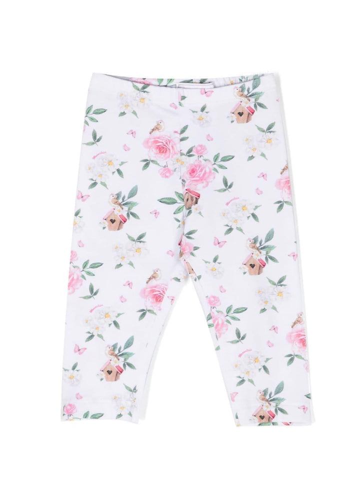 Leggins bianco/multicolor neonata