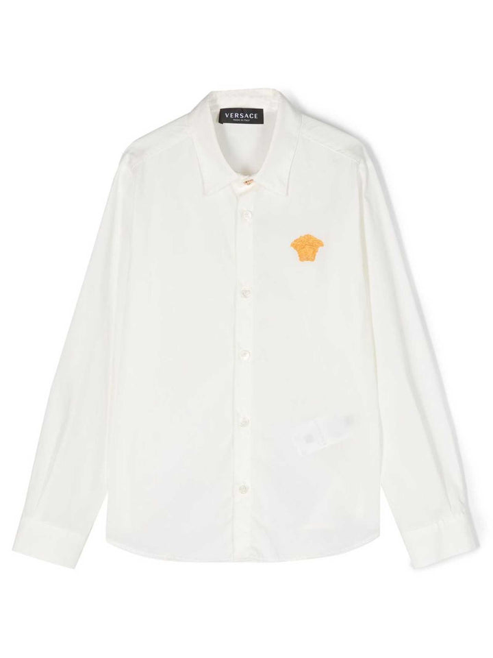 Camicia bianca bambino con logo color oro