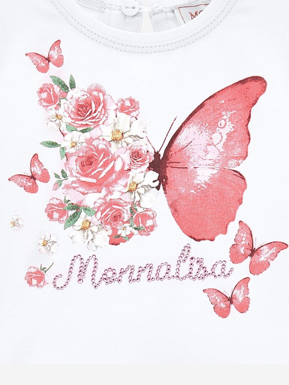 Abito bianco/rosa neonata 31C9023201 0099 Monnalisa kids 