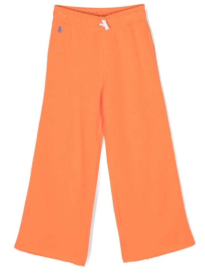 Pantaloni arancione bambina con ricamo