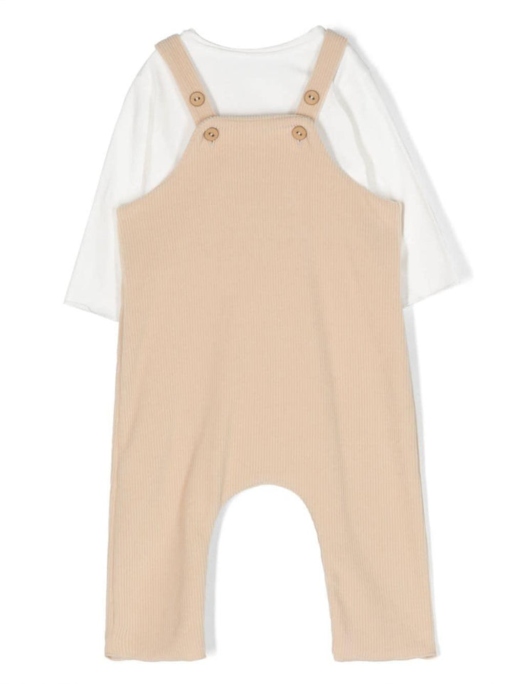 Salopette bianca e beige blush neonato