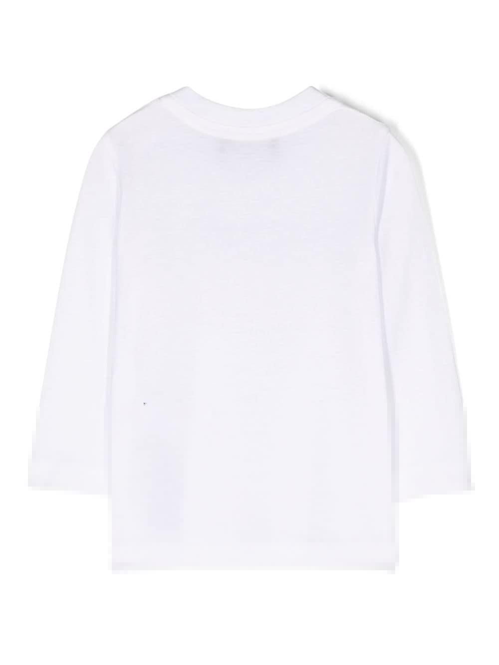 Maglia bianca,con stampa frontale e chiusura laterale con bottoni,