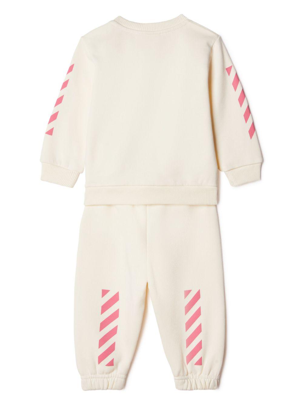 Tuta sportiva bianca opaco neonata con logo OG2X003F23FLE001 0332 off-white kids 