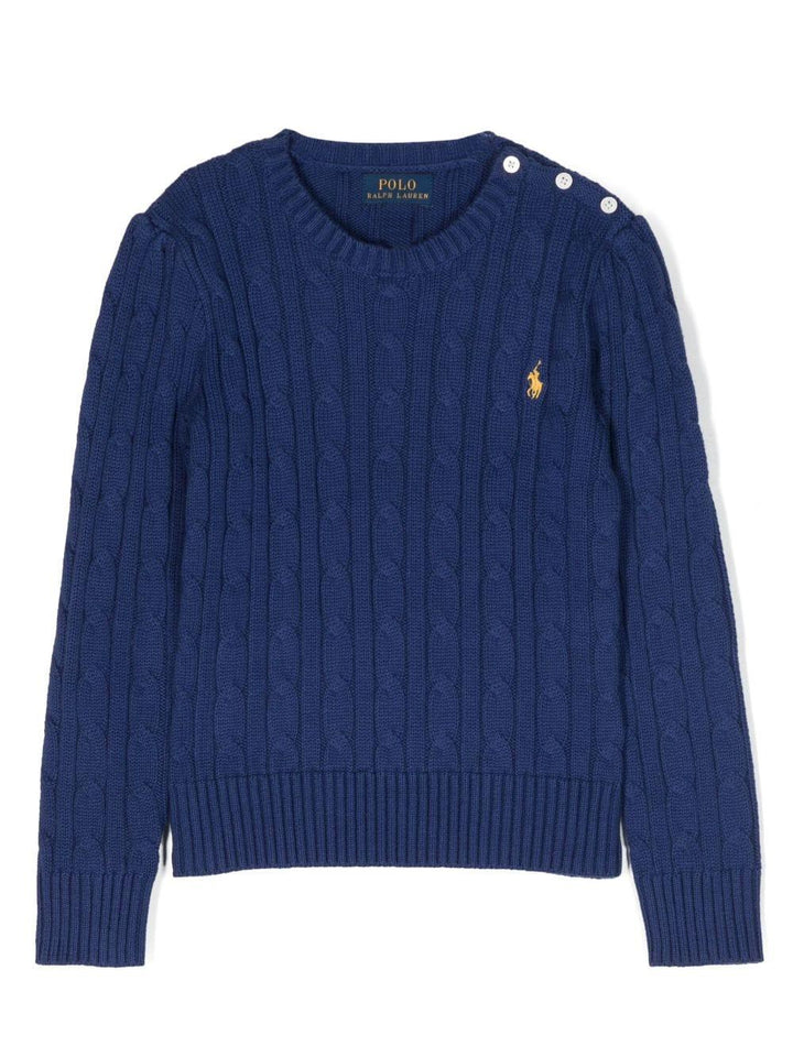 Maglione blu bambina con bottoni e logo 312901316 005 RALPH LAUREN KIDS 