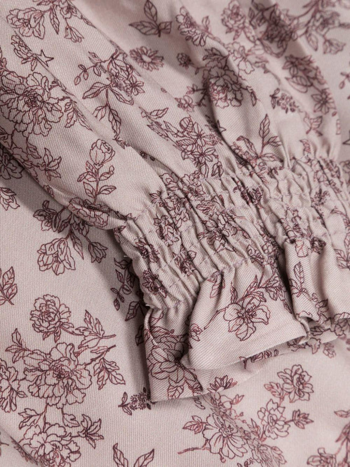 Top a fiori rosa scuro bambina