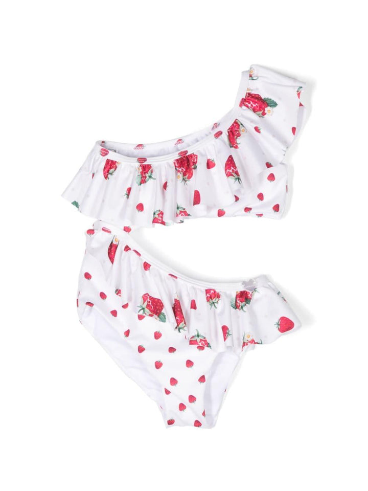 Costume bambina bianco/rosso