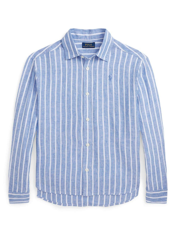 Camicia blu/bianco bambina