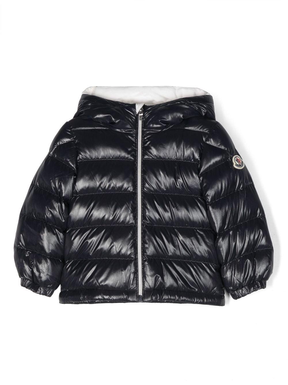 Giubbotto blu neonata con logo 1A000155963V 77D Moncler Kids 
