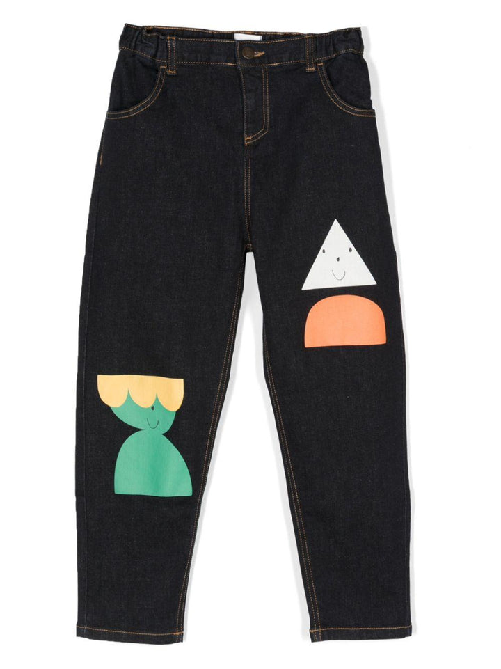 Pantaloni Jeans  indaco bambino con stampa