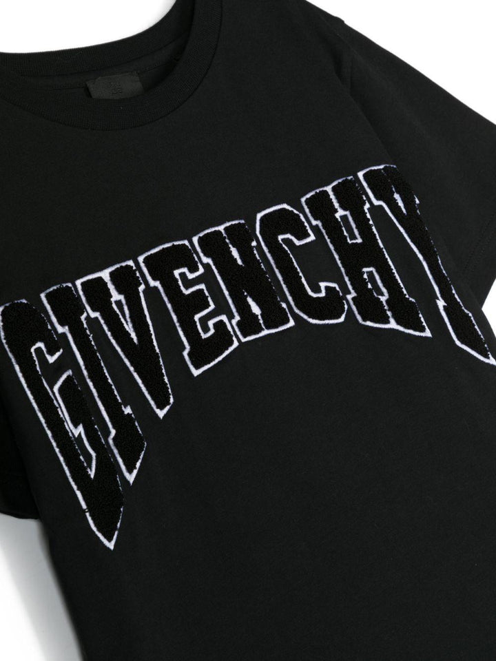 T-shirt nera bambino con applicazione H25452 09B Givenchy Kids 
