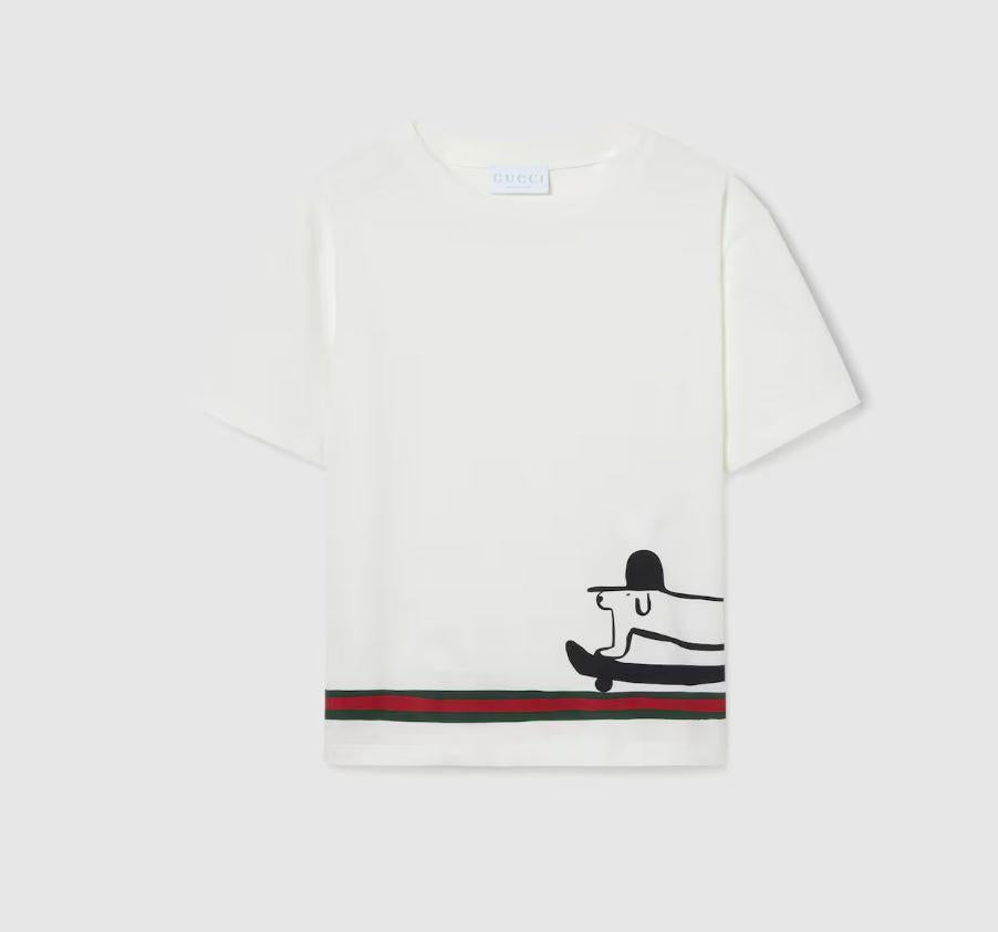 t-shirt bianco bambino 575114XJHBT 9214 GUCCI KIDS 
