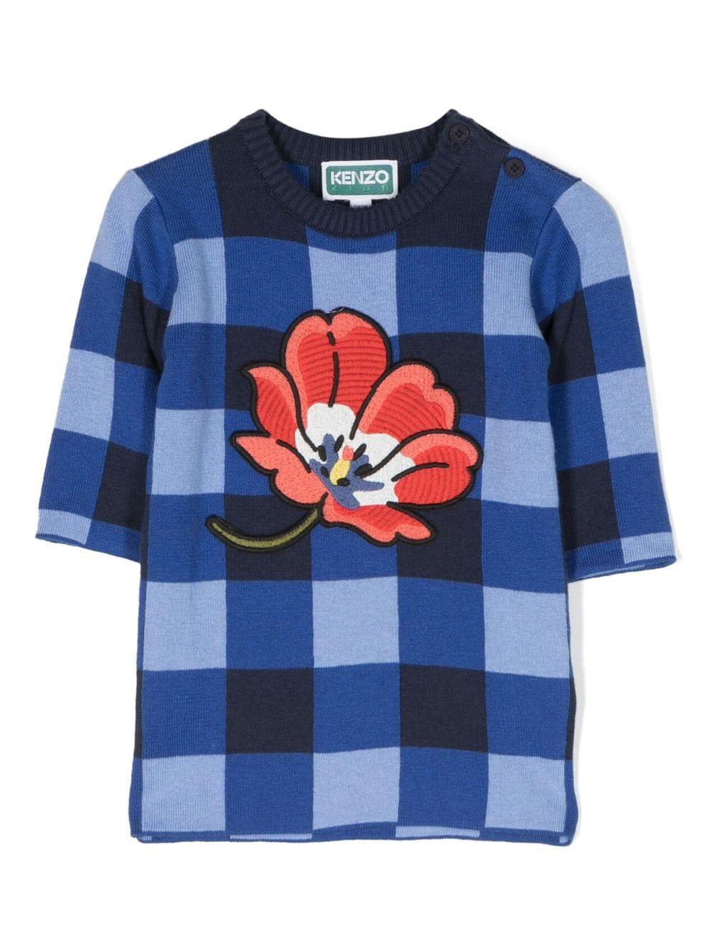 Abito blu e azzurro neonata K02103 84A KENZO KIDS 