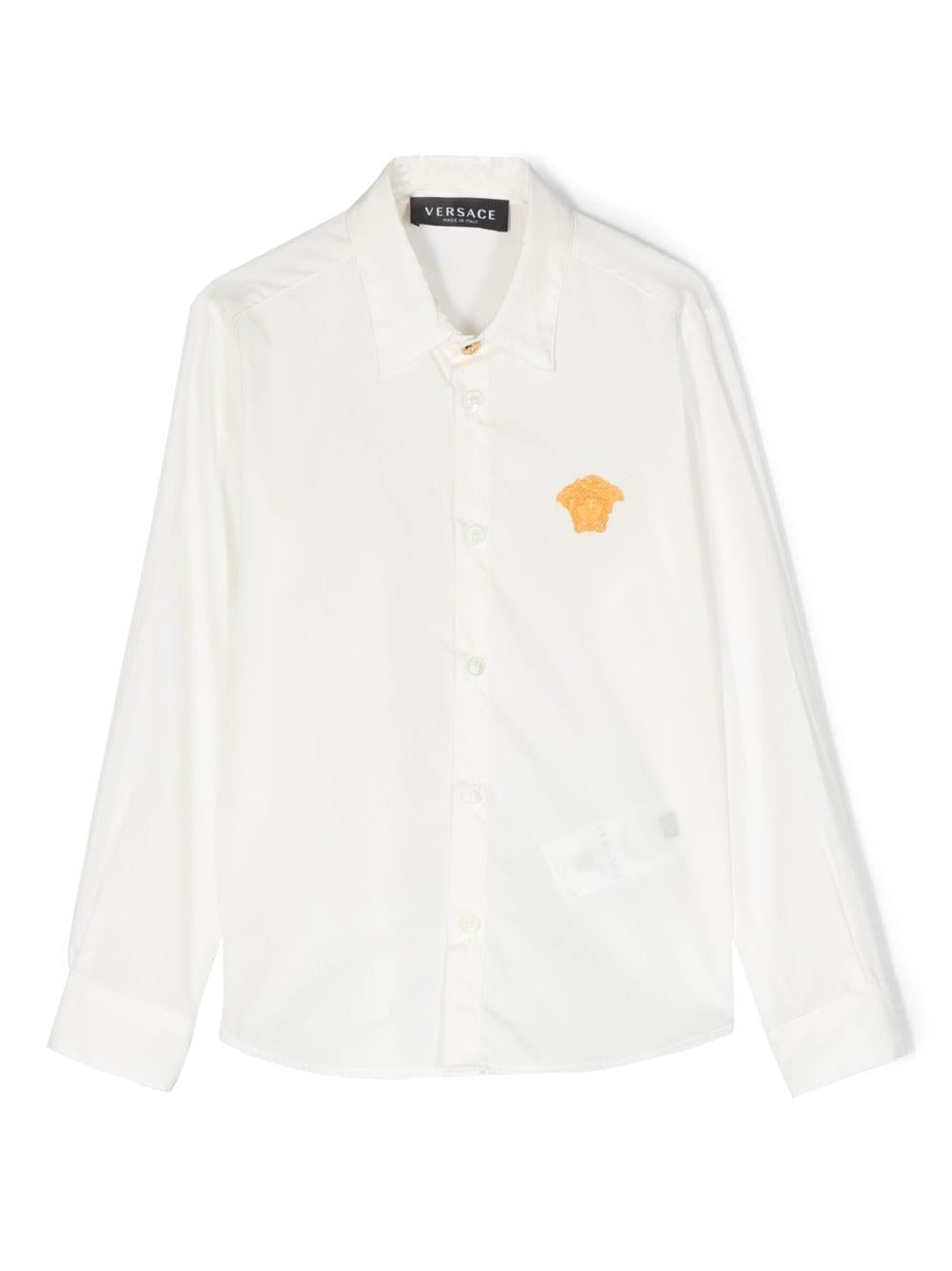 Camicia bianca bambino con logo color oro