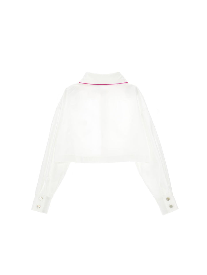 Camicia bianca con dettagli rosa bambina
