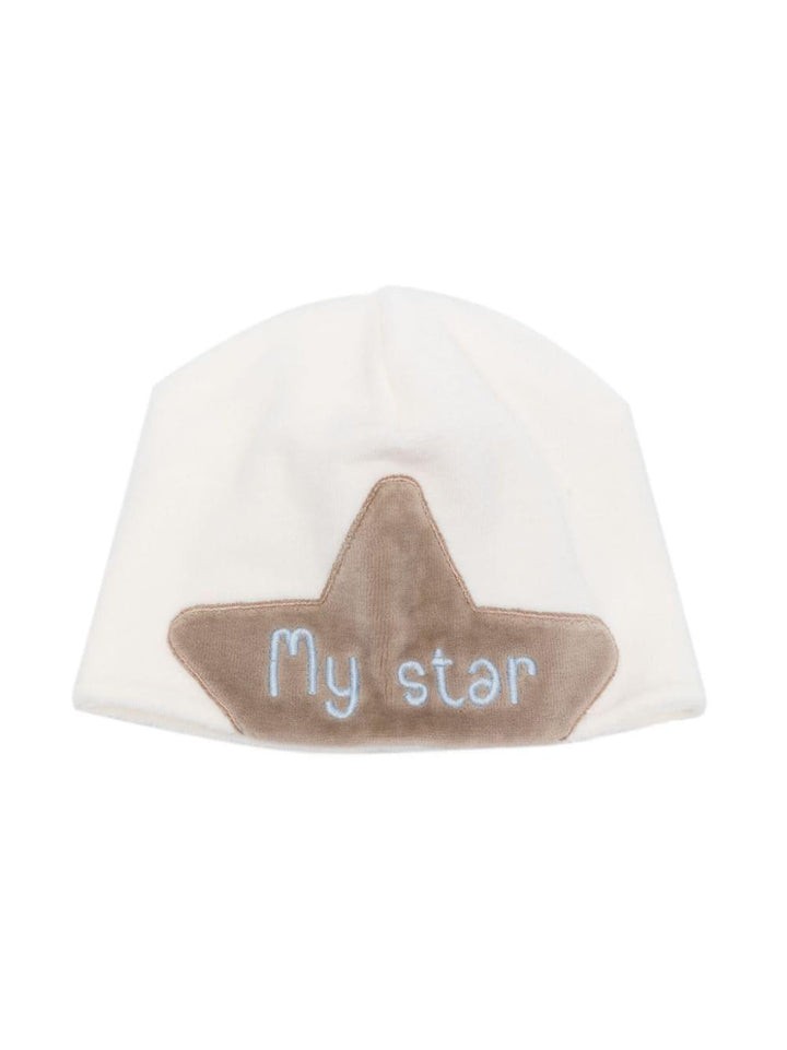 Cuffia bianca opaco neonata con applicazione