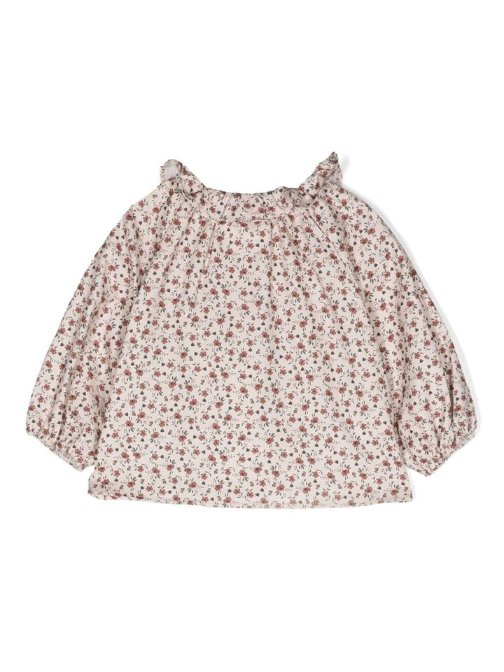 Camicia rosa blush neonata con stampa a fiori