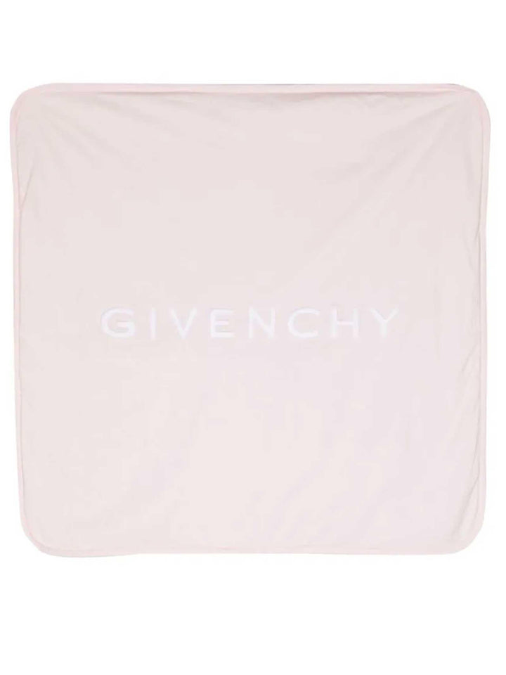 Coperta rosa neonata con logo bianco stampato H90180 44Z Givenchy Kids 