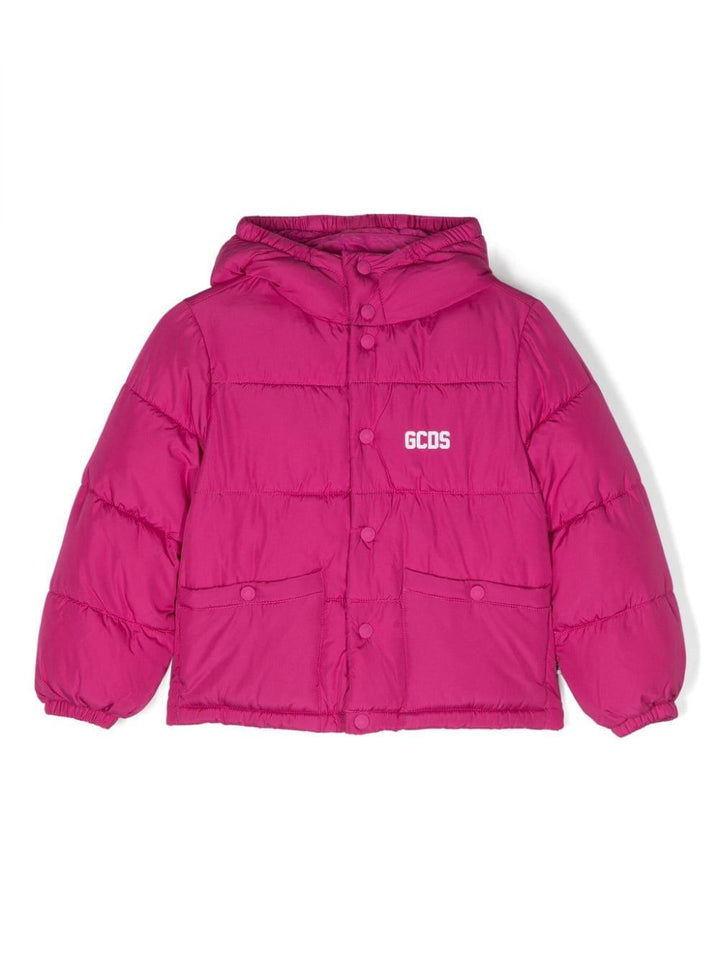 Piumino con cappuccio fucsia unisex con logo