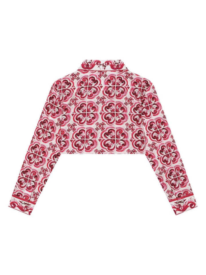 Camicia bianco/fucsia bambina