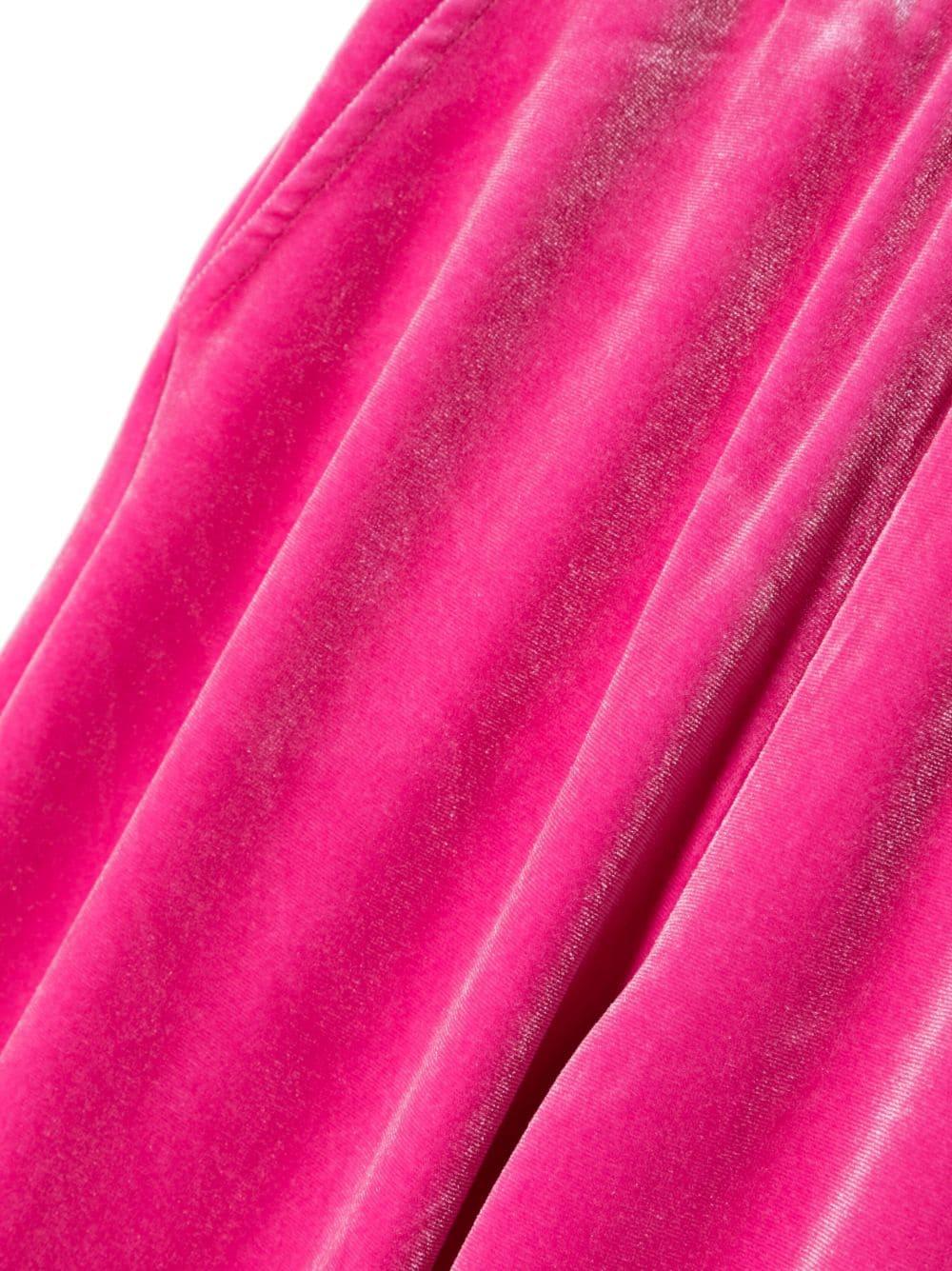 Pantaloni fucsia sportivi bambina a gamba dritta con placca logo