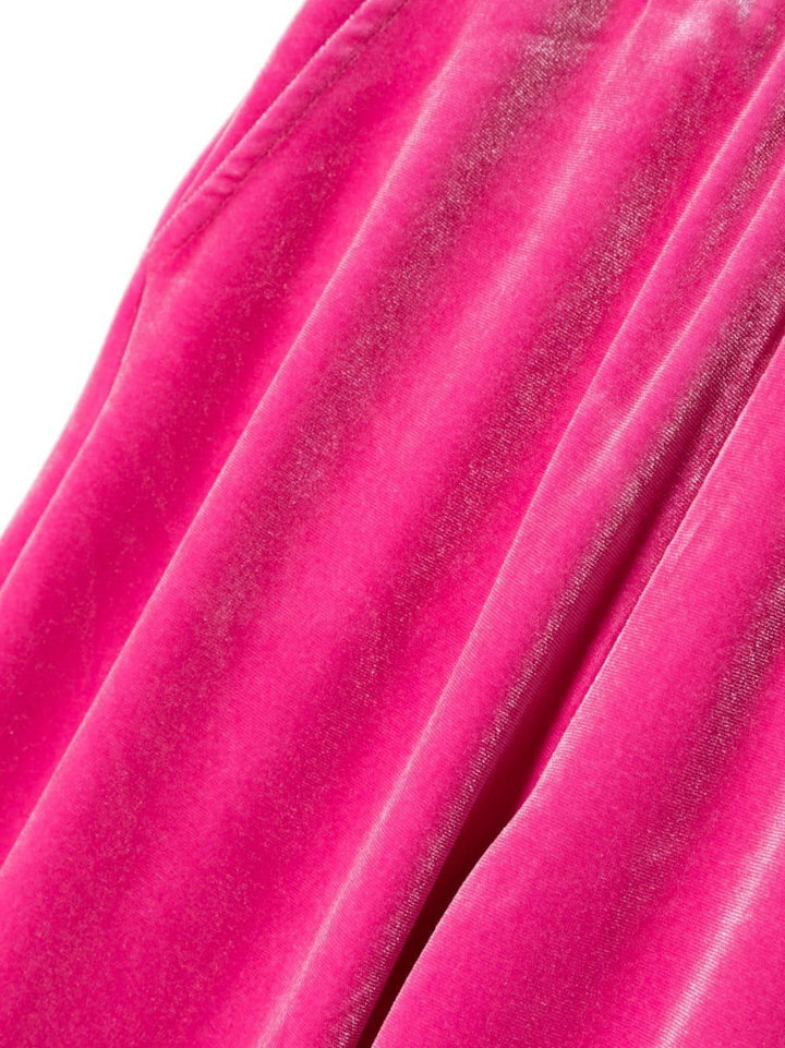 Pantaloni fucsia sportivi bambina a gamba dritta con placca logo