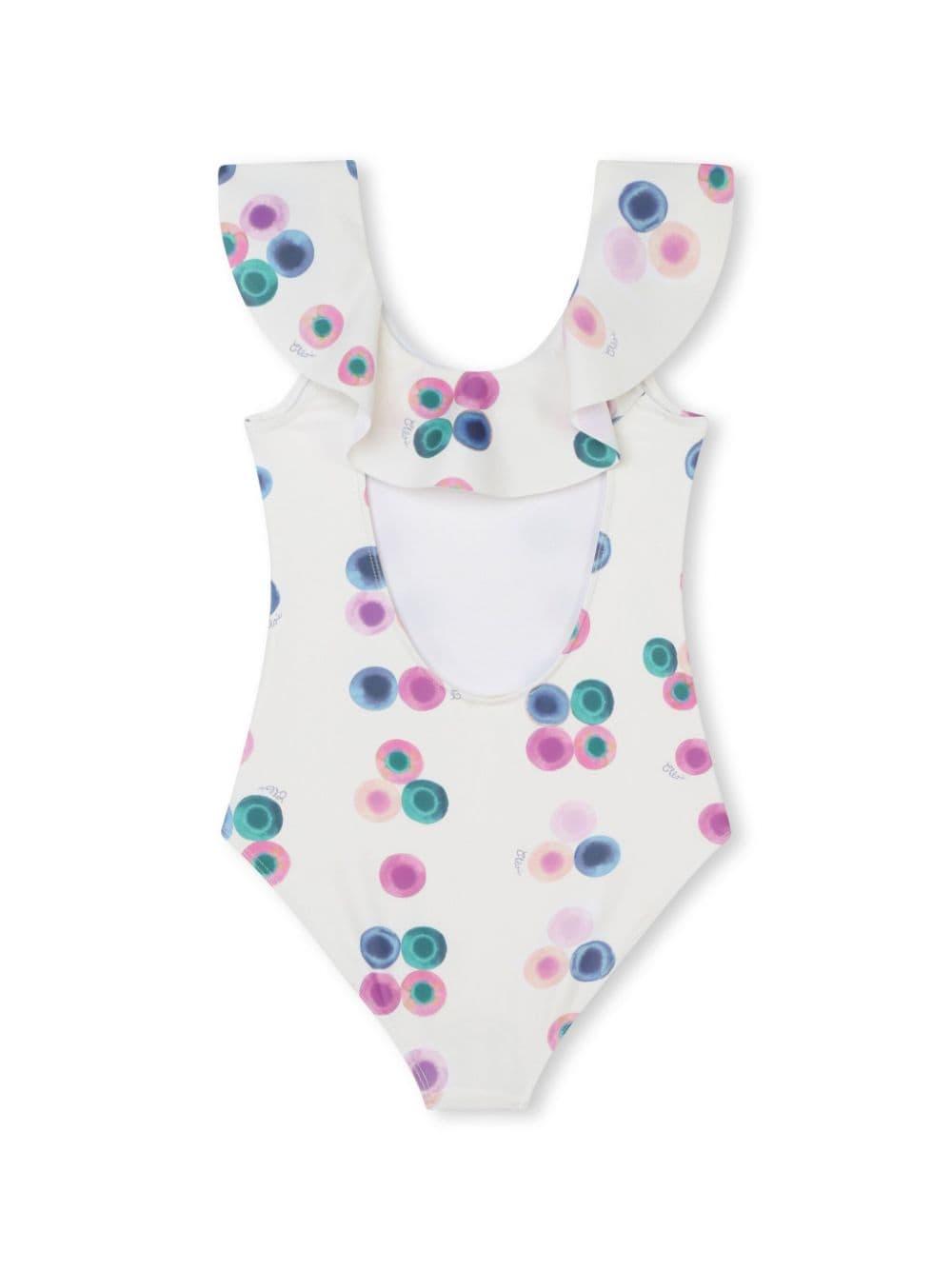 Costume bianco/multicolor bambina