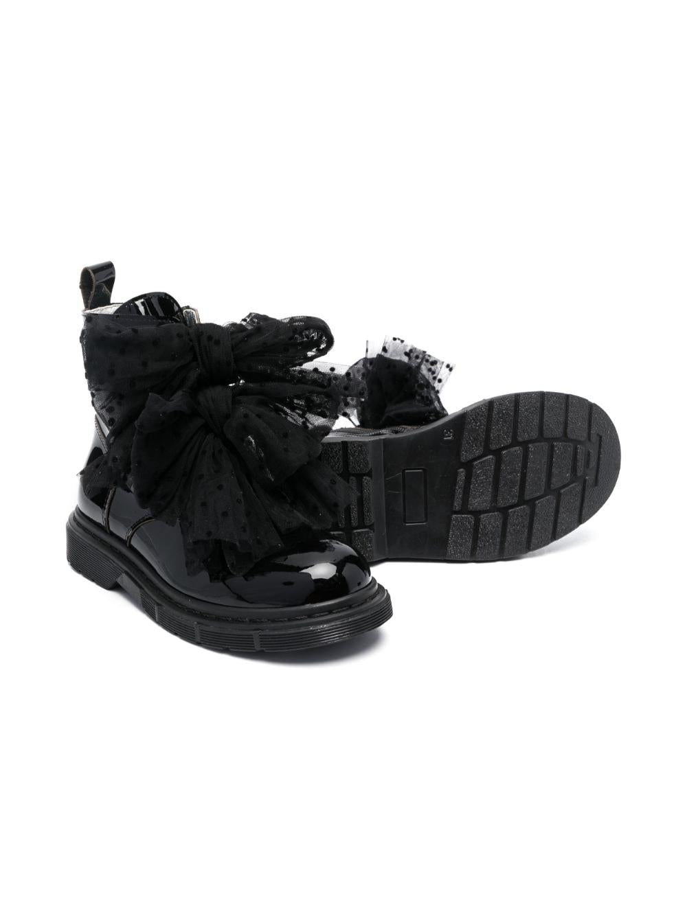 Stivaletti neri bambina con ruches 87B0012702 0050 Monnalisa kids 