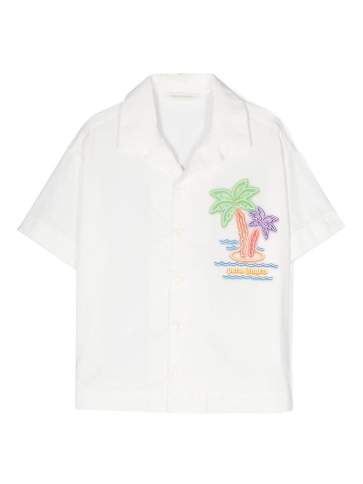 Camicia bambino bianca/multicolore PBGG004S24FAB001 0151 PALM ANGELS KIDS 