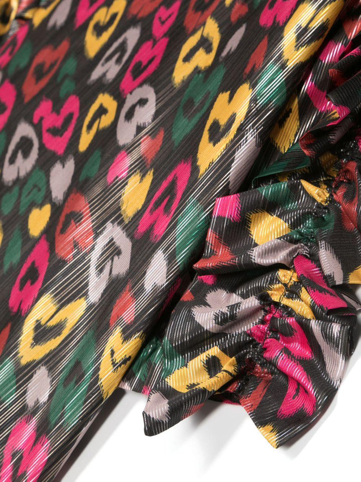 Abito nero e multicolor bambina con stampa grafica