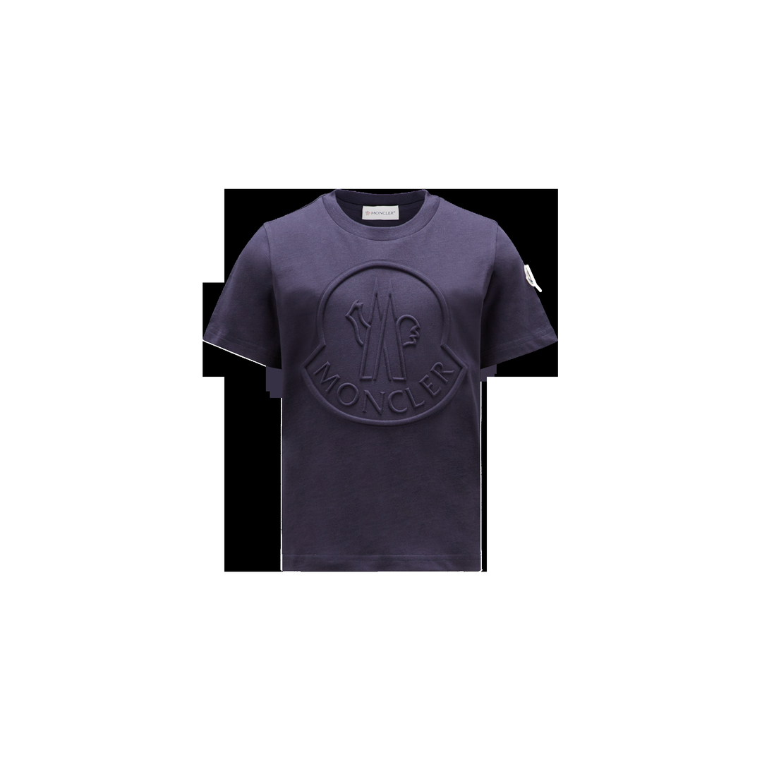 Maglia blu,con logo frontale 8C0001283907 778 Moncler Kids 