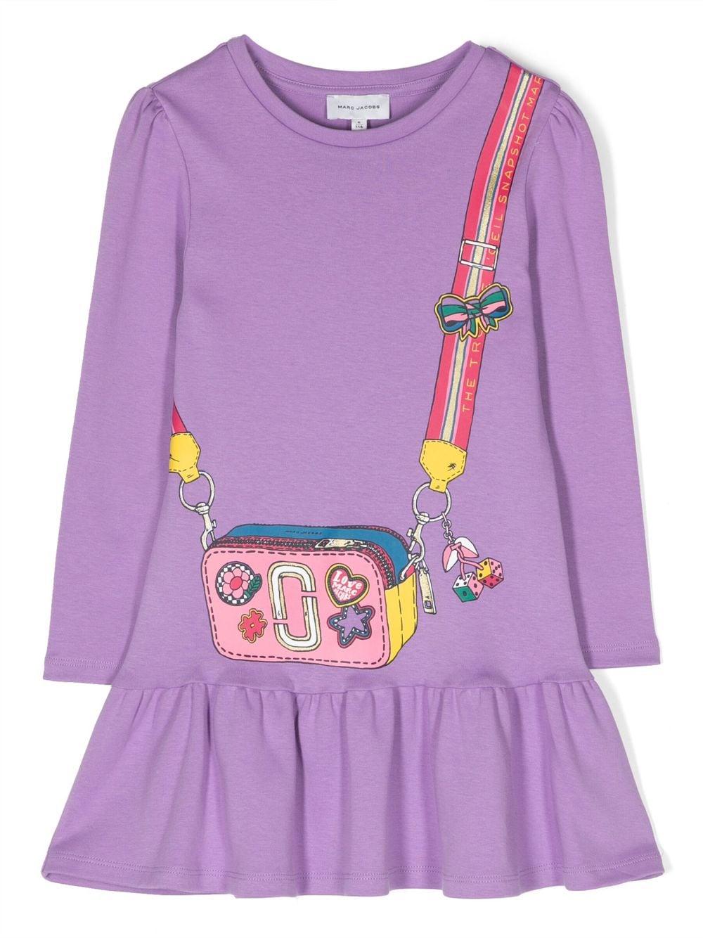 Abito glicine bambina con maniche lunghe e stampa multicolor W12450 919 Marc Jacobs Kids 