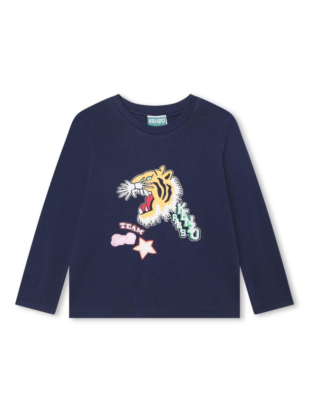 T-shirt blu bambina con stampa K15707 84A KENZO KIDS 
