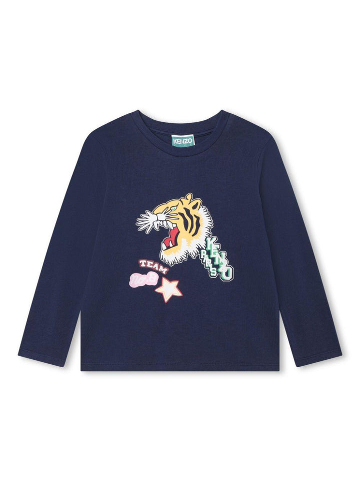 T-shirt blu bambina con stampa K15707 84A KENZO KIDS 