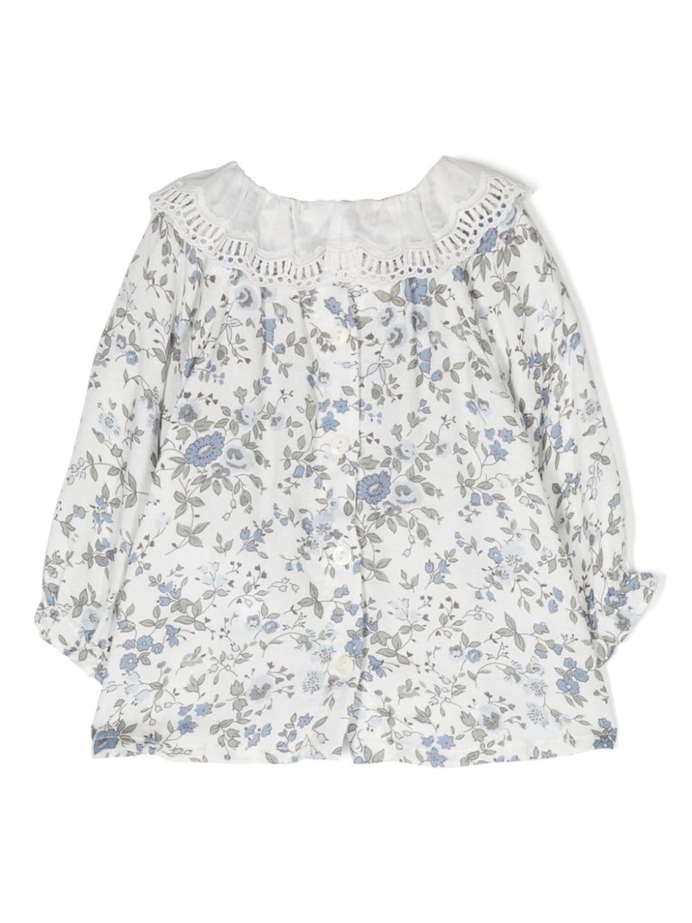 Blusa a fiori bianca e multicolor neonata