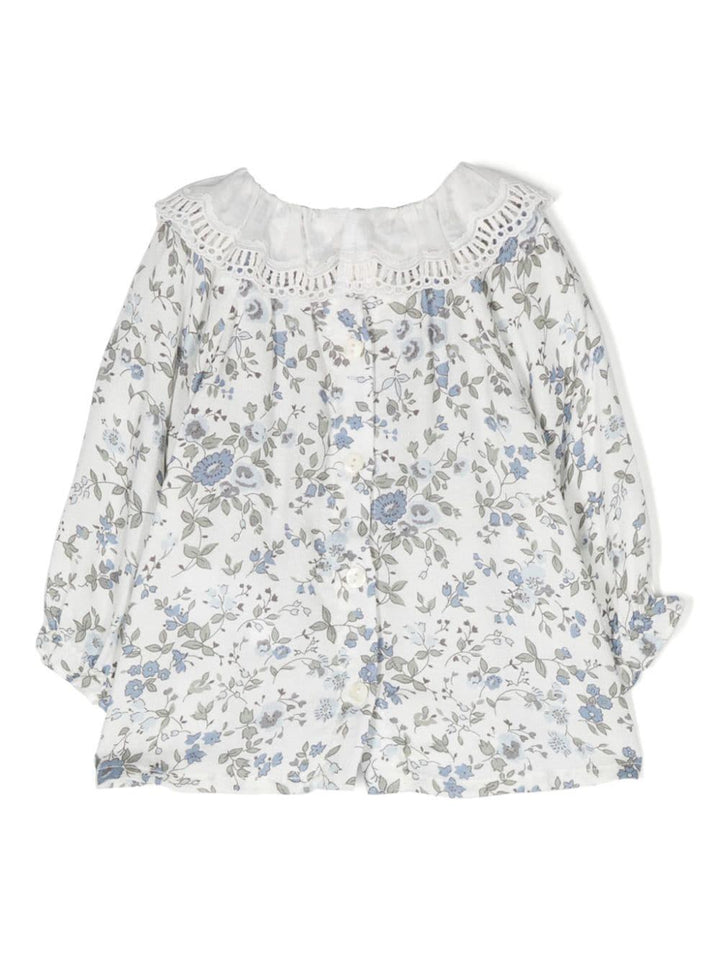 Blusa a fiori bianca e multicolor neonata