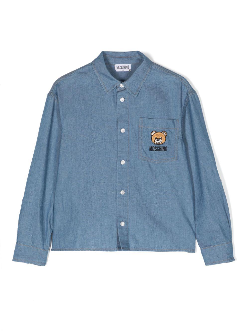 camicia denim bambino HUC015L0E22 40168 MOSCHINO KIDS 