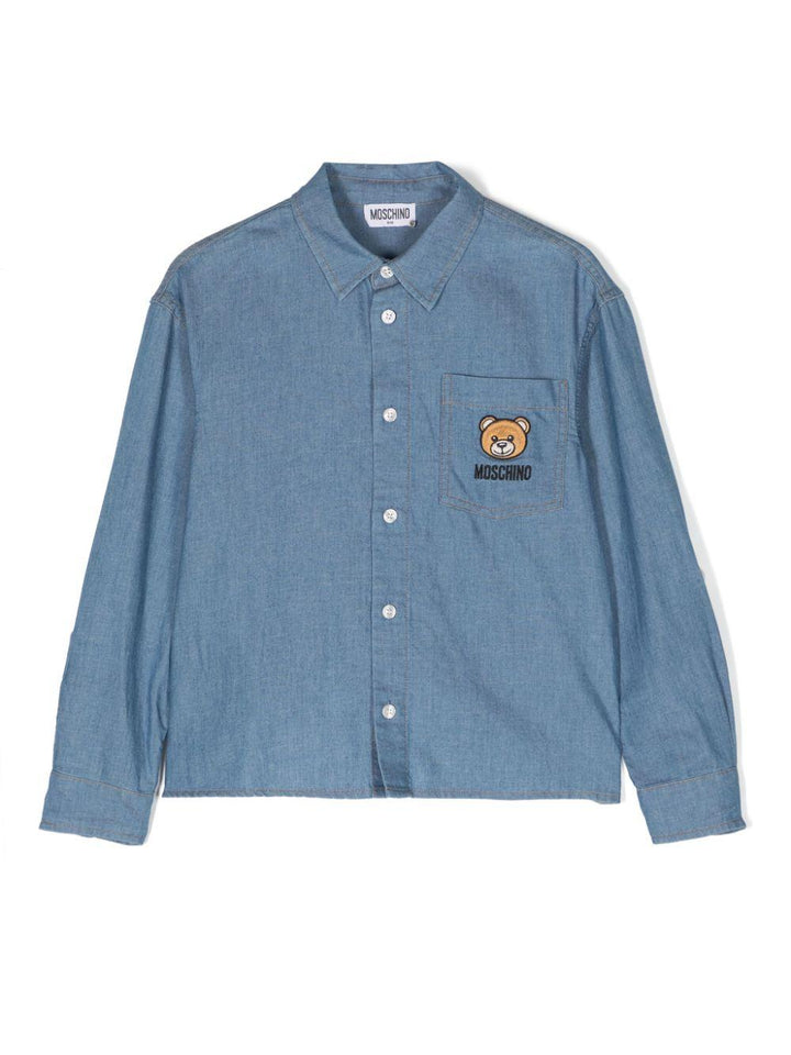 camicia denim bambino HUC015L0E22 40168 MOSCHINO KIDS 
