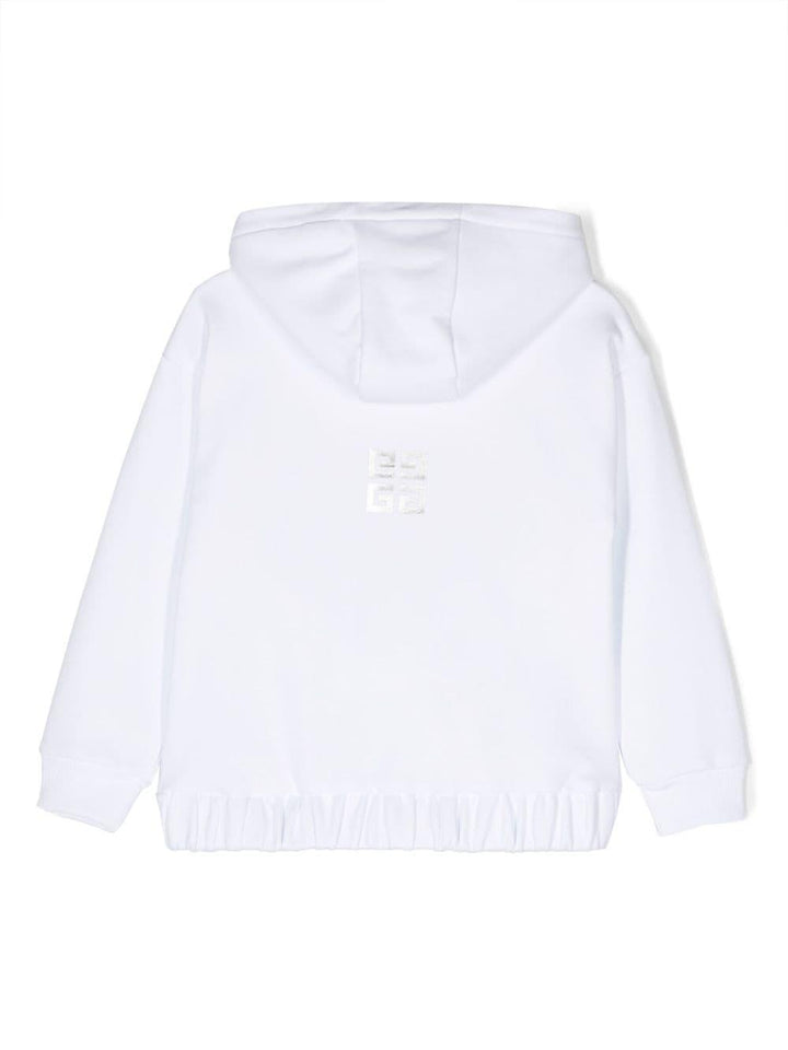 Felpa bianca bambina con cappuccio e stampa