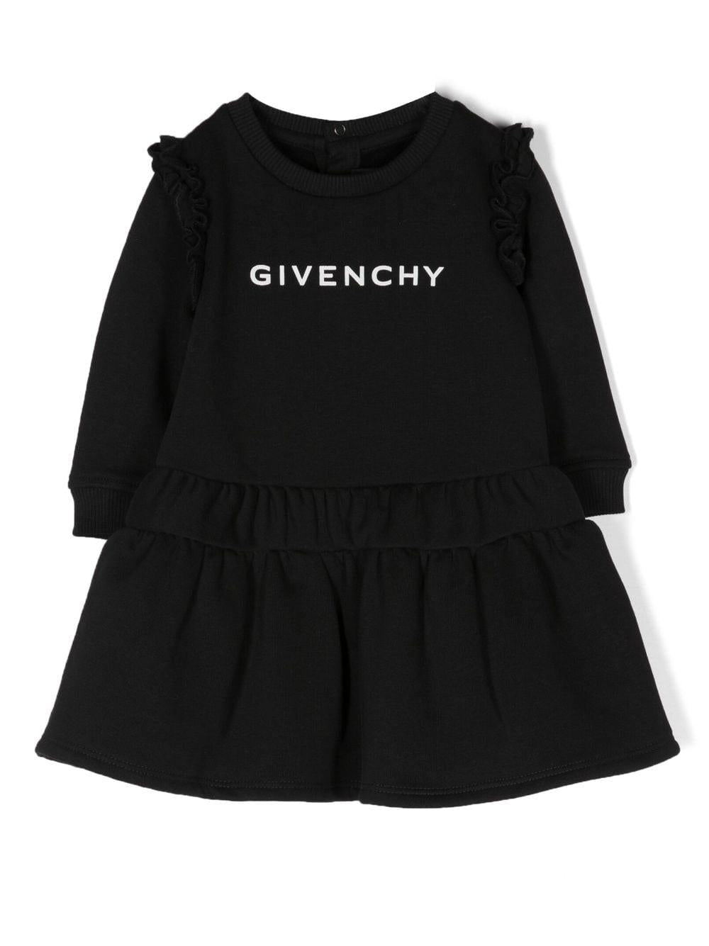 Abito bambina nero con logo bianco