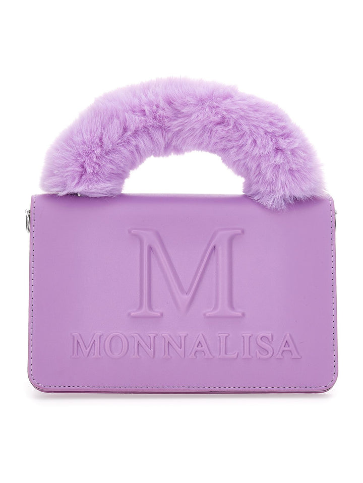 Borsa lilla bambina a spalla con logo goffrato 17B0112755 0065 Monnalisa kids 