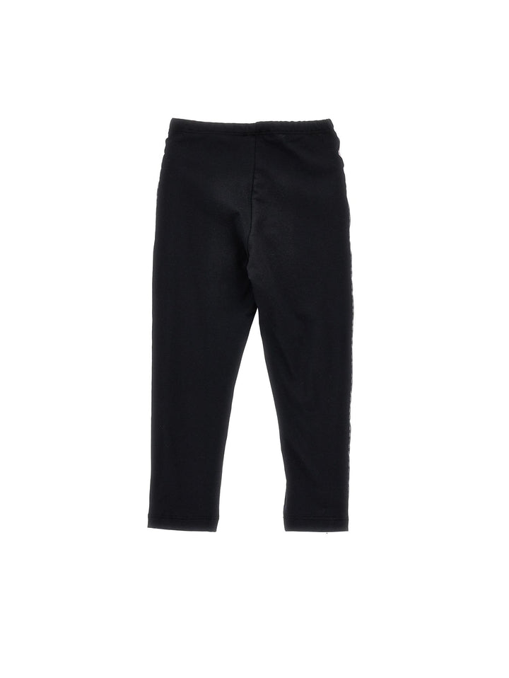 Leggings neri bambina con bande logate laterali