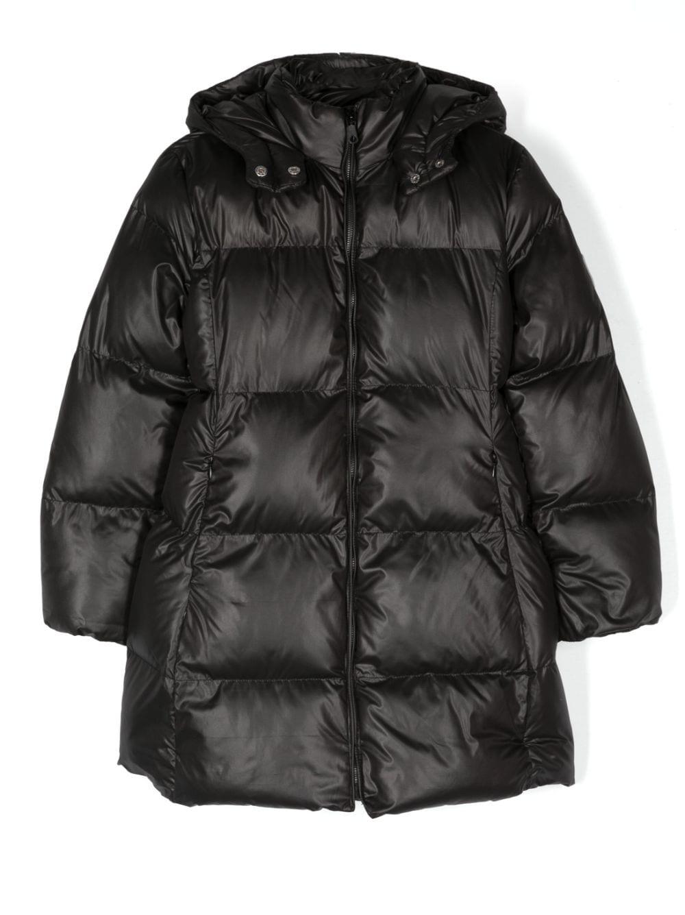 Piumino nero bambina con cappuccio 17B1002040 0050 Monnalisa kids 