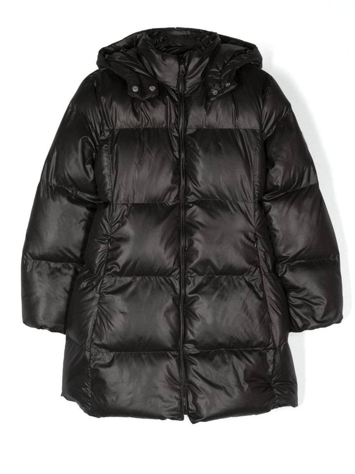 Piumino nero bambina con cappuccio 17B1002040 0050 Monnalisa kids 