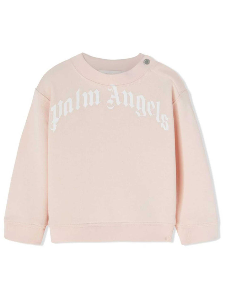 Felpa rosa neonata con stampa bianca PGXC001F23FLE003 3301 PALM ANGELS KIDS 